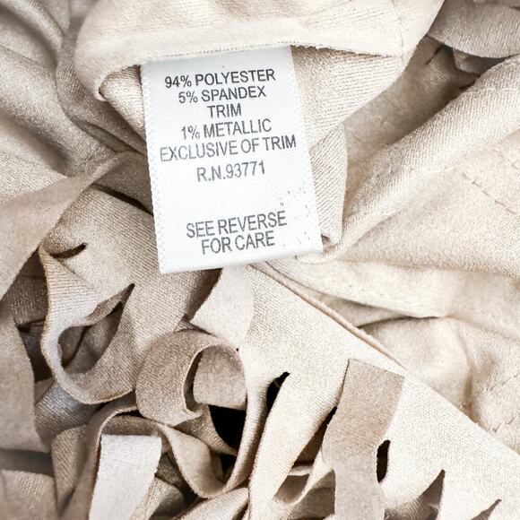 Kaktus Fringe Sleeveless Vest Cream Cowboy Hipster Size Large NWT - Picture 3 of 5